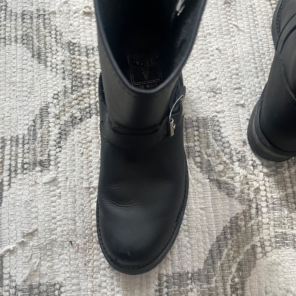 Frye Engineer 8R Biker Boots Black Leather Moto Style Size 9 - Picture 5 of 5